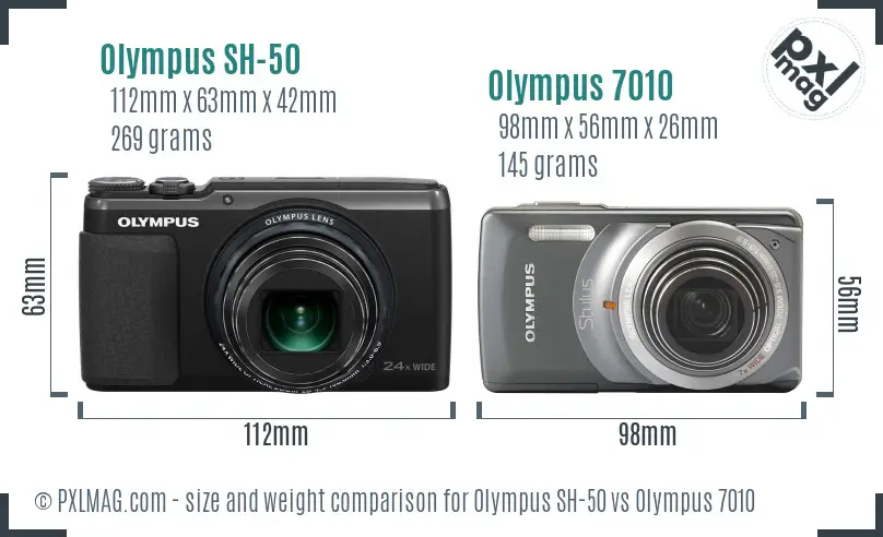 Olympus SH-50 vs Olympus 7010 size comparison