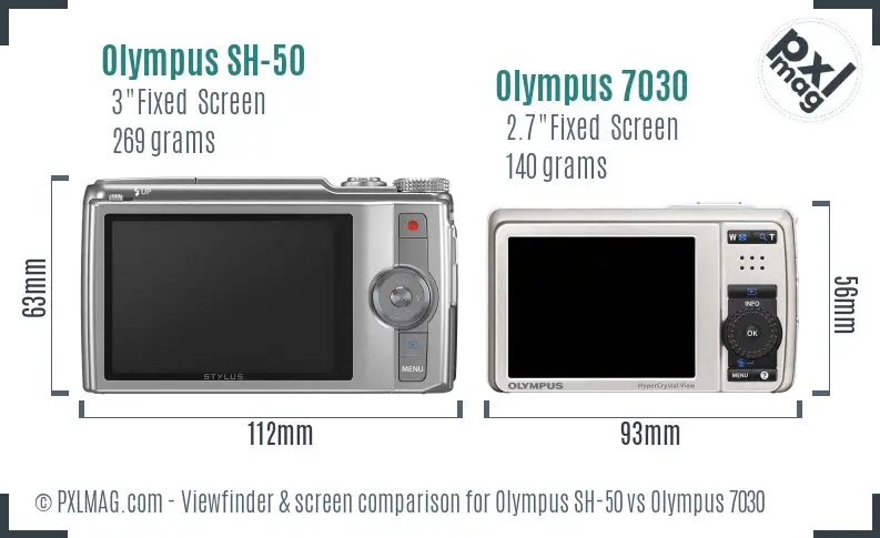 Olympus SH-50 vs Olympus 7030 Screen and Viewfinder comparison
