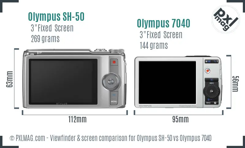 Olympus SH-50 vs Olympus 7040 Screen and Viewfinder comparison