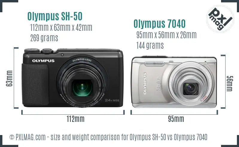 Olympus SH-50 vs Olympus 7040 size comparison