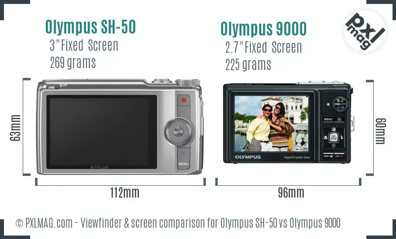 Olympus SH-50 vs Olympus 9000 Screen and Viewfinder comparison