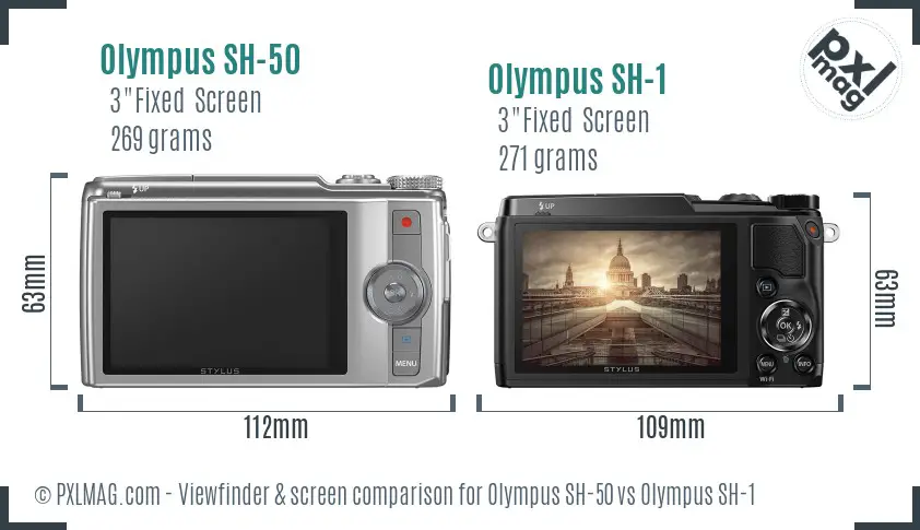 Olympus SH-50 vs Olympus SH-1 Screen and Viewfinder comparison