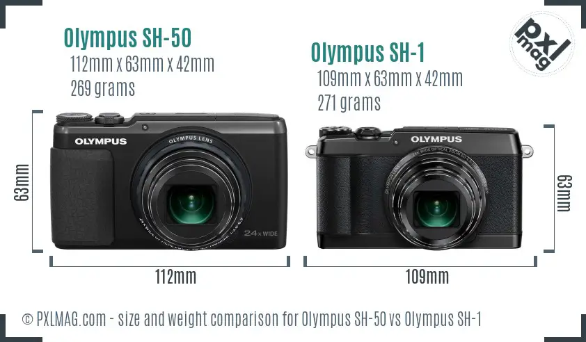 Olympus SH-50 vs Olympus SH-1 size comparison