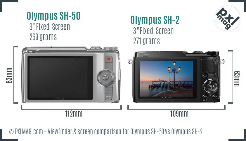 Olympus SH-50 vs Olympus SH-2 Screen and Viewfinder comparison