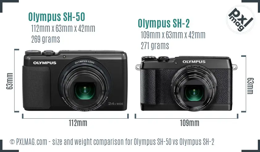 Olympus SH-50 vs Olympus SH-2 size comparison