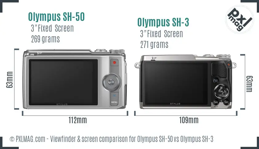 Olympus SH-50 vs Olympus SH-3 Screen and Viewfinder comparison