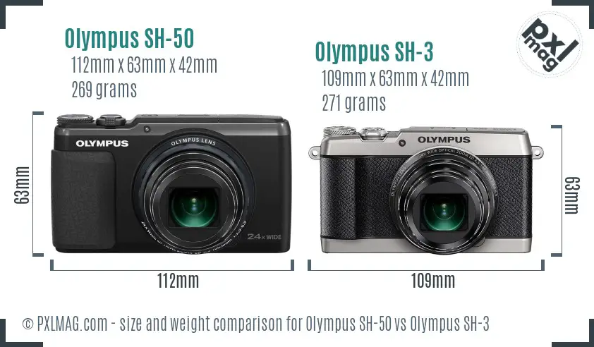 Olympus SH-50 vs Olympus SH-3 size comparison