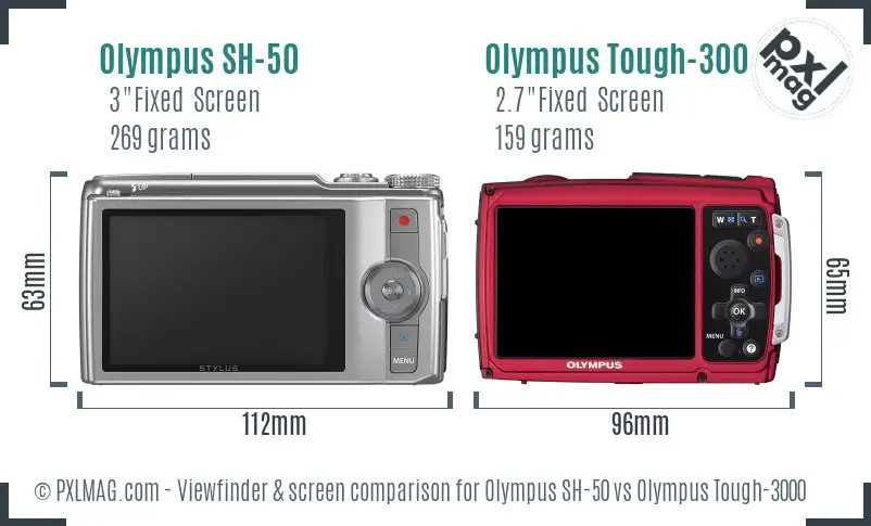 Olympus SH-50 vs Olympus Tough-3000 Screen and Viewfinder comparison