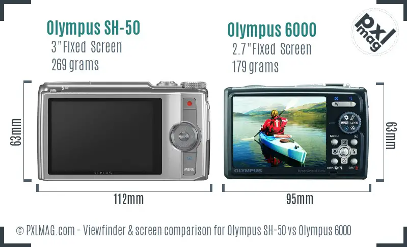 Olympus SH-50 vs Olympus 6000 Screen and Viewfinder comparison