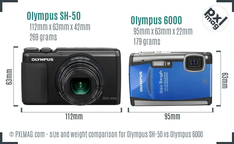 Olympus SH-50 vs Olympus 6000 size comparison