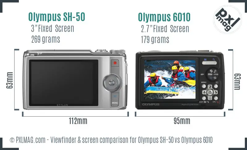 Olympus SH-50 vs Olympus 6010 Screen and Viewfinder comparison
