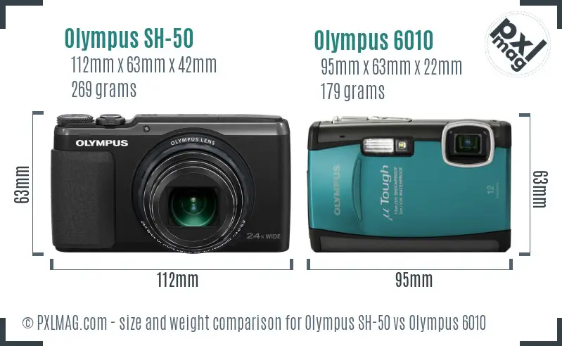 Olympus SH-50 vs Olympus 6010 size comparison