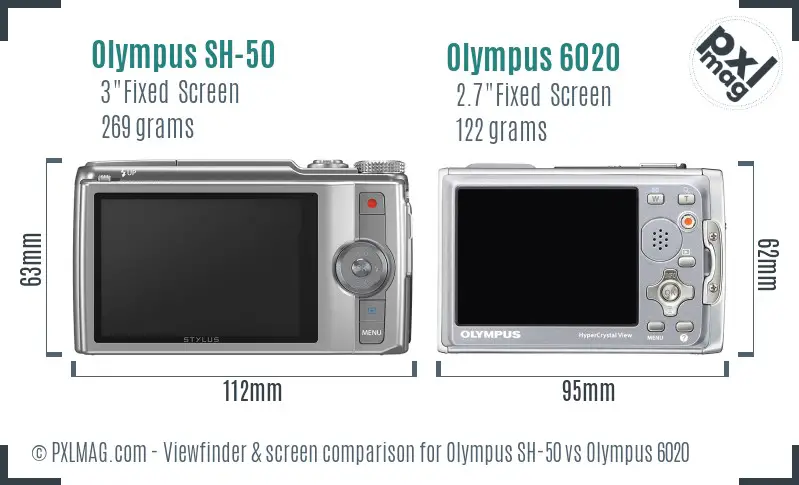 Olympus SH-50 vs Olympus 6020 Screen and Viewfinder comparison