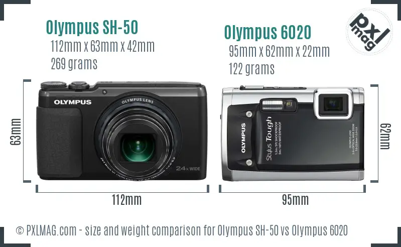 Olympus SH-50 vs Olympus 6020 size comparison
