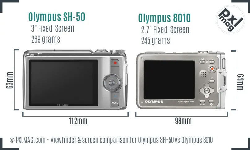 Olympus SH-50 vs Olympus 8010 Screen and Viewfinder comparison