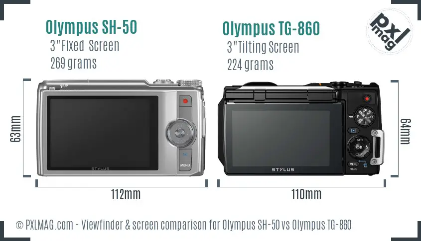 Olympus SH-50 vs Olympus TG-860 Screen and Viewfinder comparison