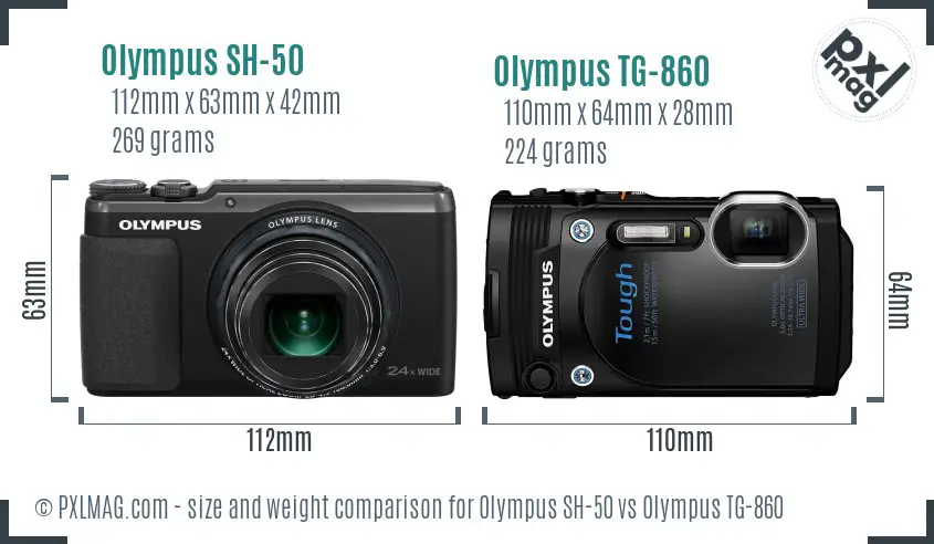 Olympus SH-50 vs Olympus TG-860 size comparison