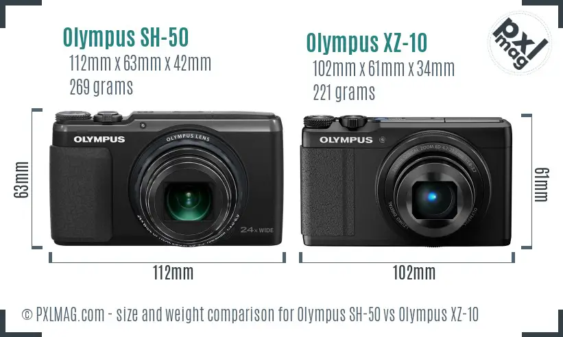 Olympus SH-50 vs Olympus XZ-10 size comparison