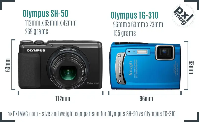 Olympus SH-50 vs Olympus TG-310 size comparison