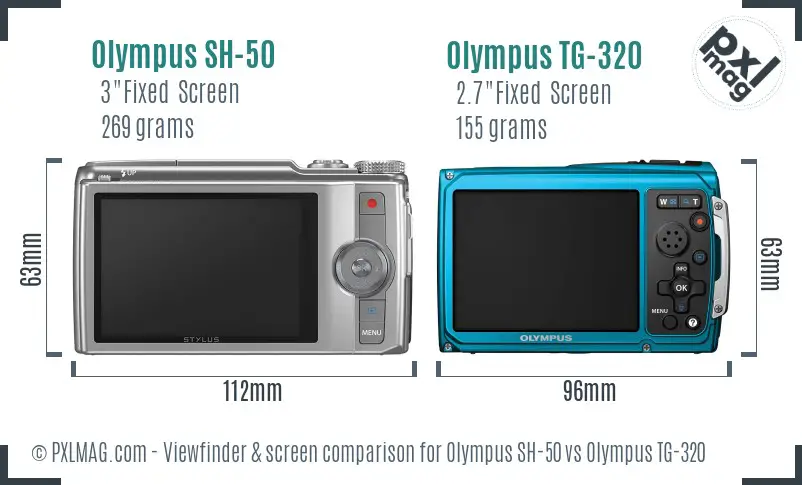 Olympus SH-50 vs Olympus TG-320 Screen and Viewfinder comparison