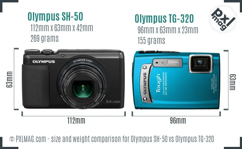 Olympus SH-50 vs Olympus TG-320 size comparison