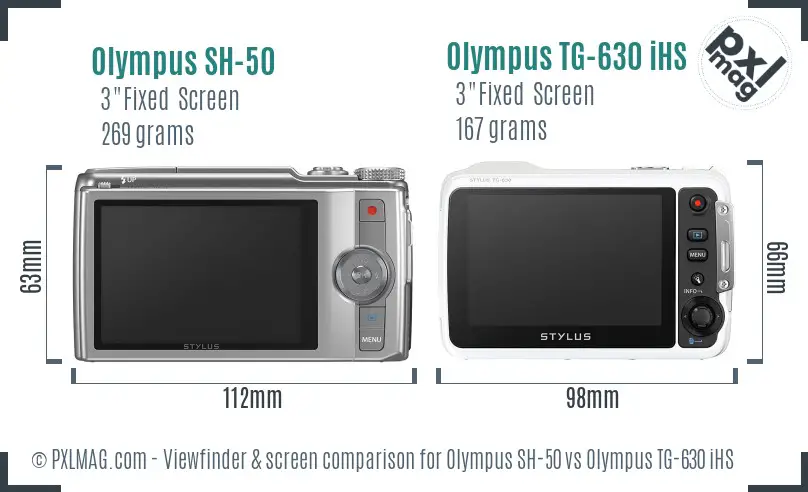 Olympus SH-50 vs Olympus TG-630 iHS Screen and Viewfinder comparison