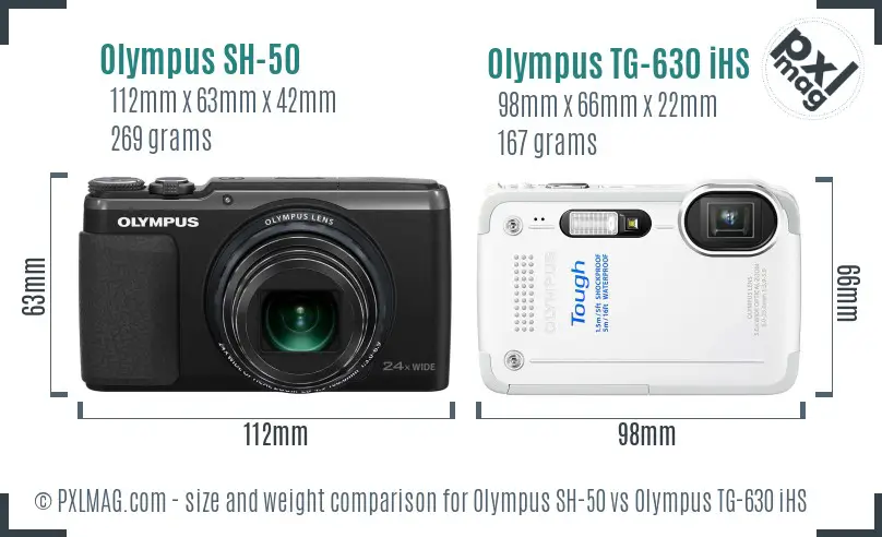 Olympus SH-50 vs Olympus TG-630 iHS size comparison