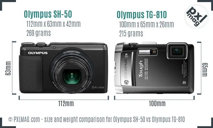 Olympus SH-50 vs Olympus TG-810 size comparison