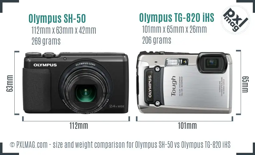 Olympus SH-50 vs Olympus TG-820 iHS size comparison