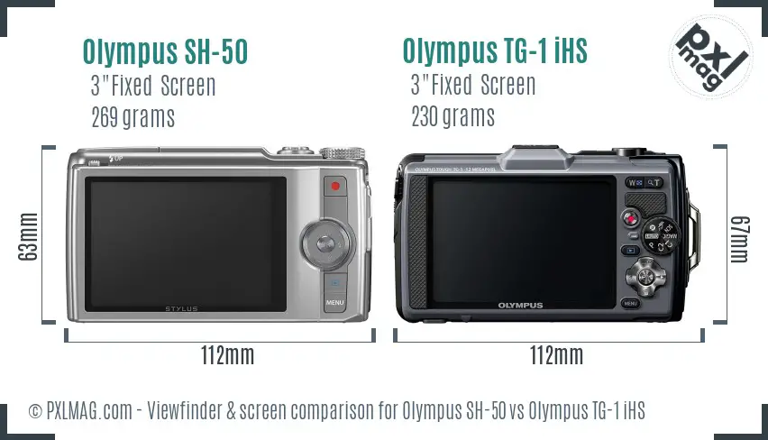 Olympus SH-50 vs Olympus TG-1 iHS Screen and Viewfinder comparison