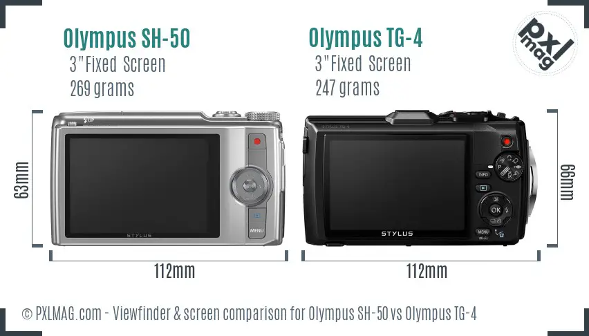 Olympus SH-50 vs Olympus TG-4 Screen and Viewfinder comparison Olympus SH-50 vs Olympus TG-4 Screen and Viewfinder comparison