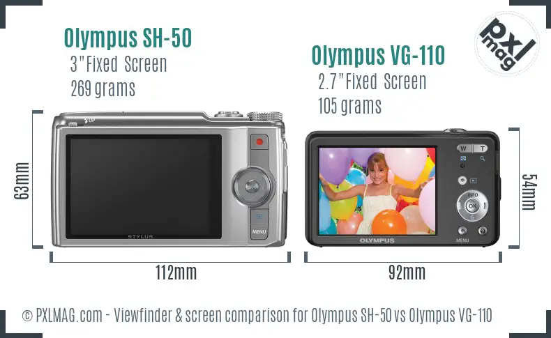 Olympus SH-50 vs Olympus VG-110 Screen and Viewfinder comparison