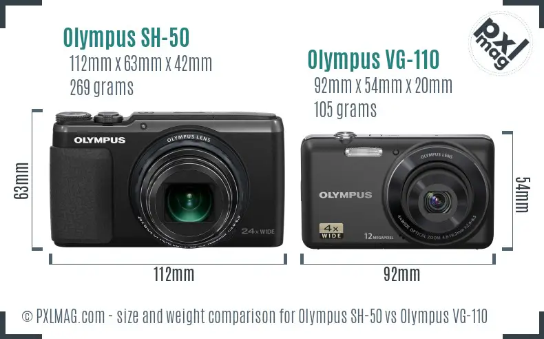 Olympus SH-50 vs Olympus VG-110 size comparison