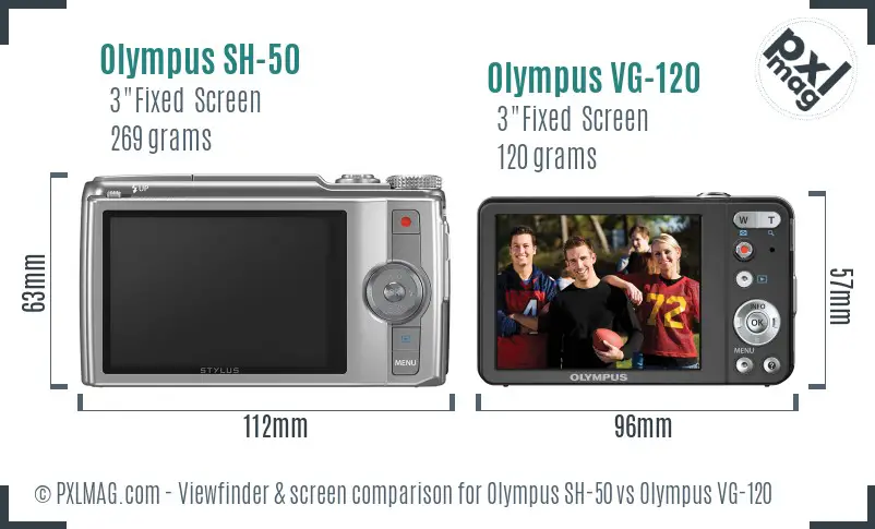 Olympus SH-50 vs Olympus VG-120 Screen and Viewfinder comparison
