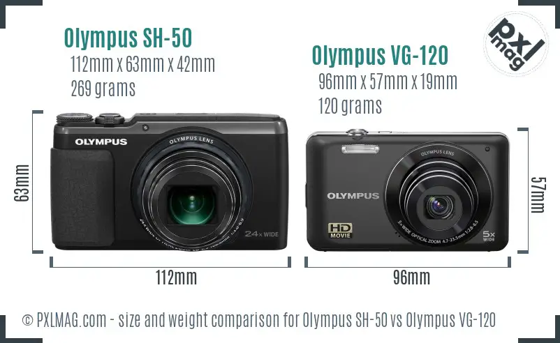 Olympus SH-50 vs Olympus VG-120 size comparison