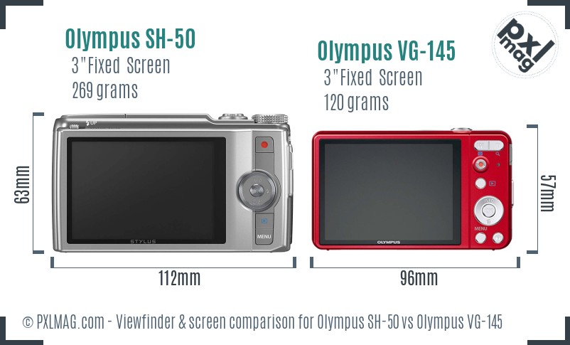 Olympus SH-50 vs Olympus VG-145 Screen and Viewfinder comparison