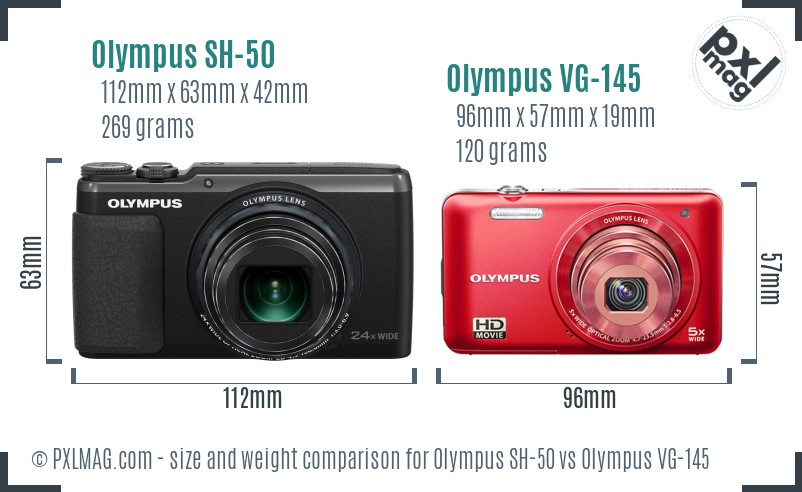 Olympus SH-50 vs Olympus VG-145 size comparison