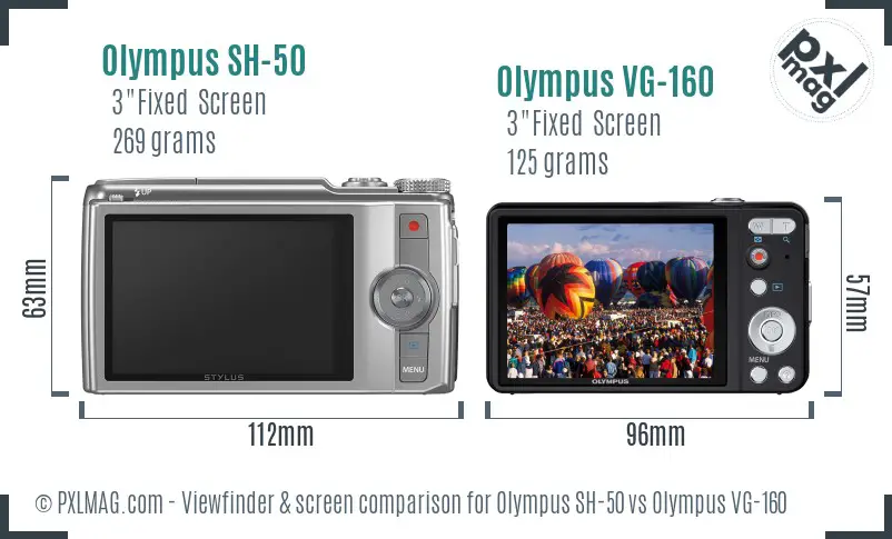 Olympus SH-50 vs Olympus VG-160 Screen and Viewfinder comparison
