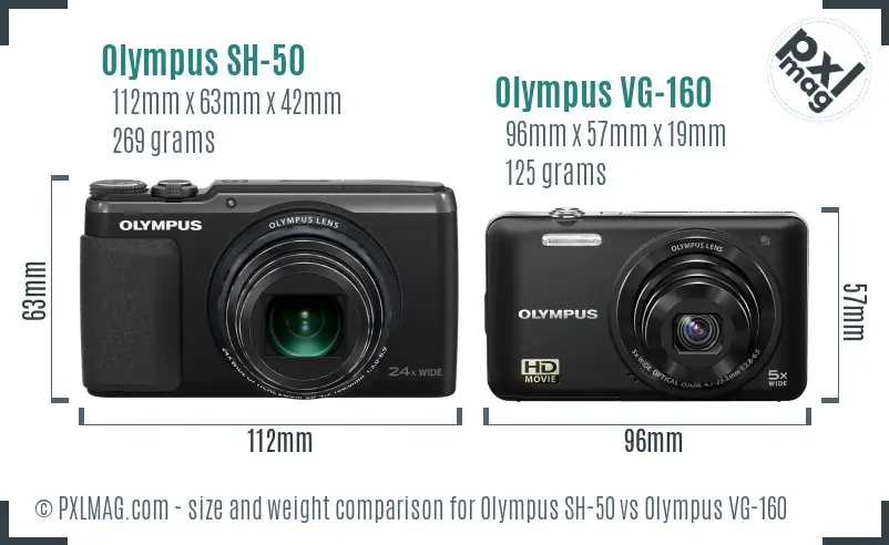 Olympus SH-50 vs Olympus VG-160 size comparison