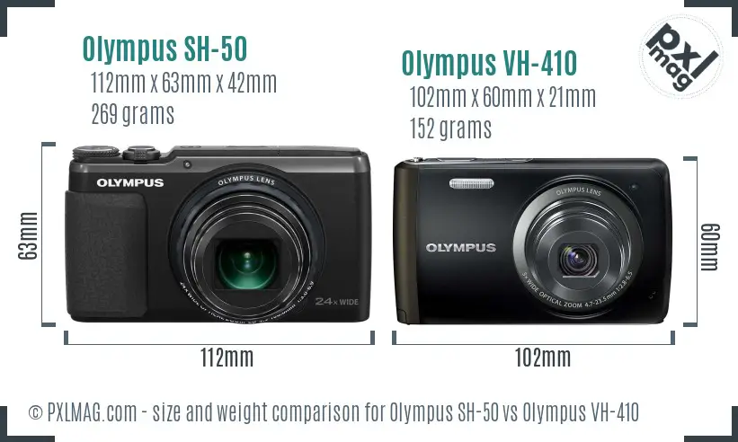 Olympus SH-50 vs Olympus VH-410 size comparison