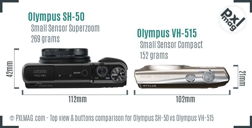 Olympus SH-50 vs Olympus VH-515 top view buttons comparison