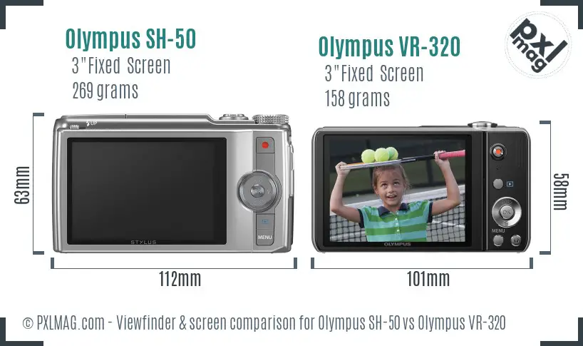 Olympus SH-50 vs Olympus VR-320 Screen and Viewfinder comparison