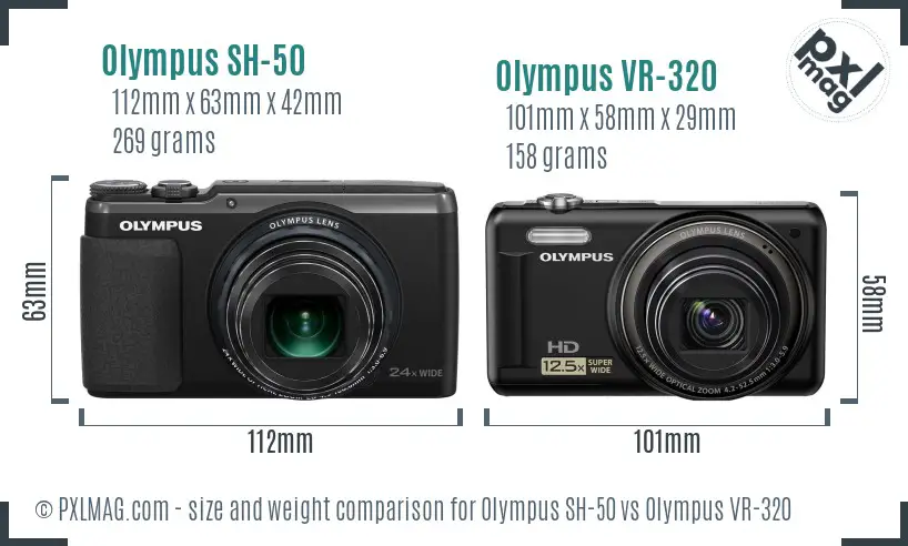 Olympus SH-50 vs Olympus VR-320 size comparison
