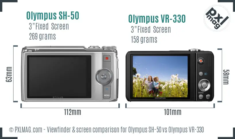 Olympus SH-50 vs Olympus VR-330 Screen and Viewfinder comparison