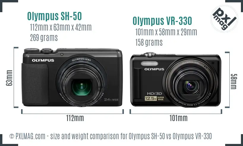 Olympus SH-50 vs Olympus VR-330 size comparison