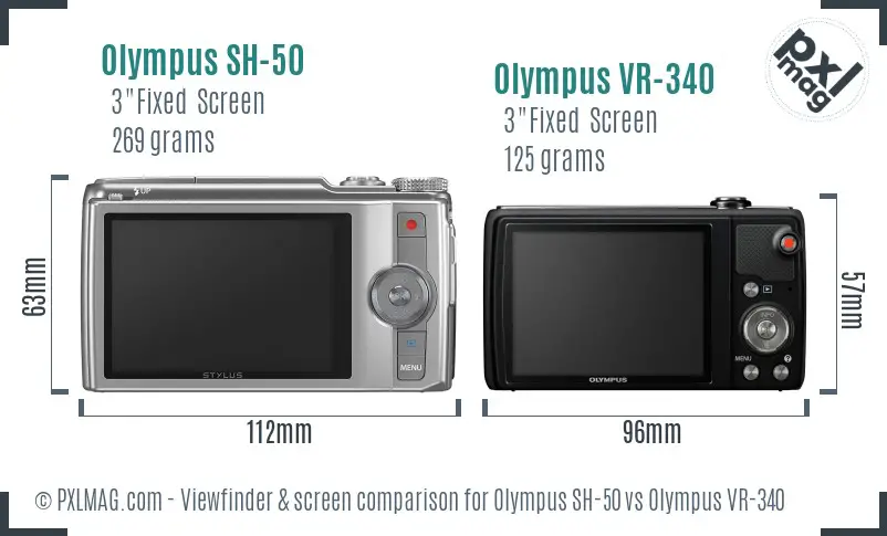 Olympus SH-50 vs Olympus VR-340 Screen and Viewfinder comparison