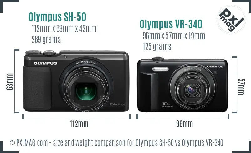 Olympus SH-50 vs Olympus VR-340 size comparison