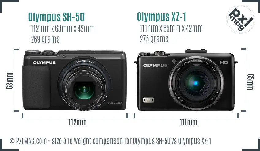 Olympus SH-50 vs Olympus XZ-1 size comparison