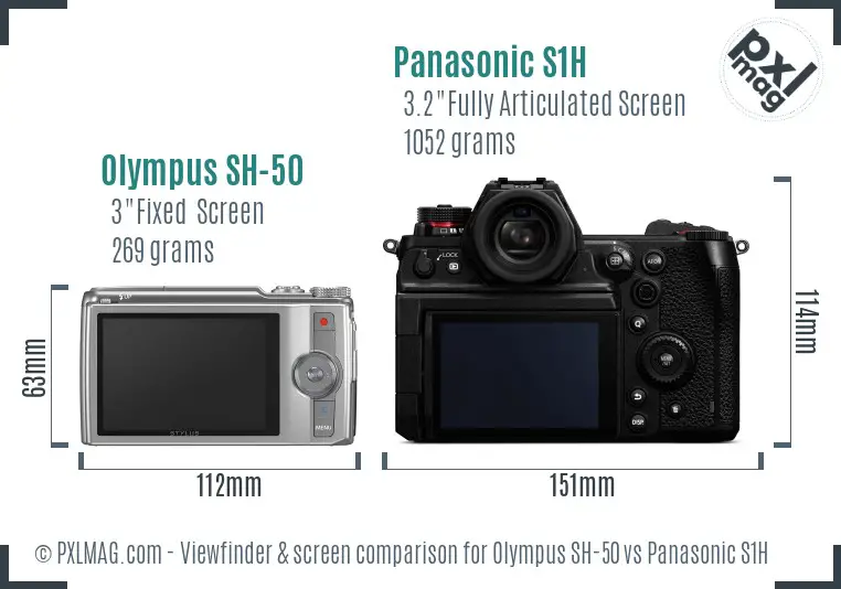 Olympus SH-50 vs Panasonic S1H Screen and Viewfinder comparison