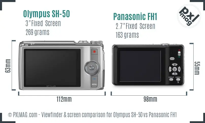 Olympus SH-50 vs Panasonic FH1 Screen and Viewfinder comparison